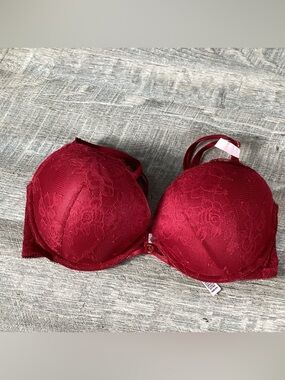Victoria’s Secret Push Up Bra 34DD Red Lace Underwire NWT Sexy Lingerie
